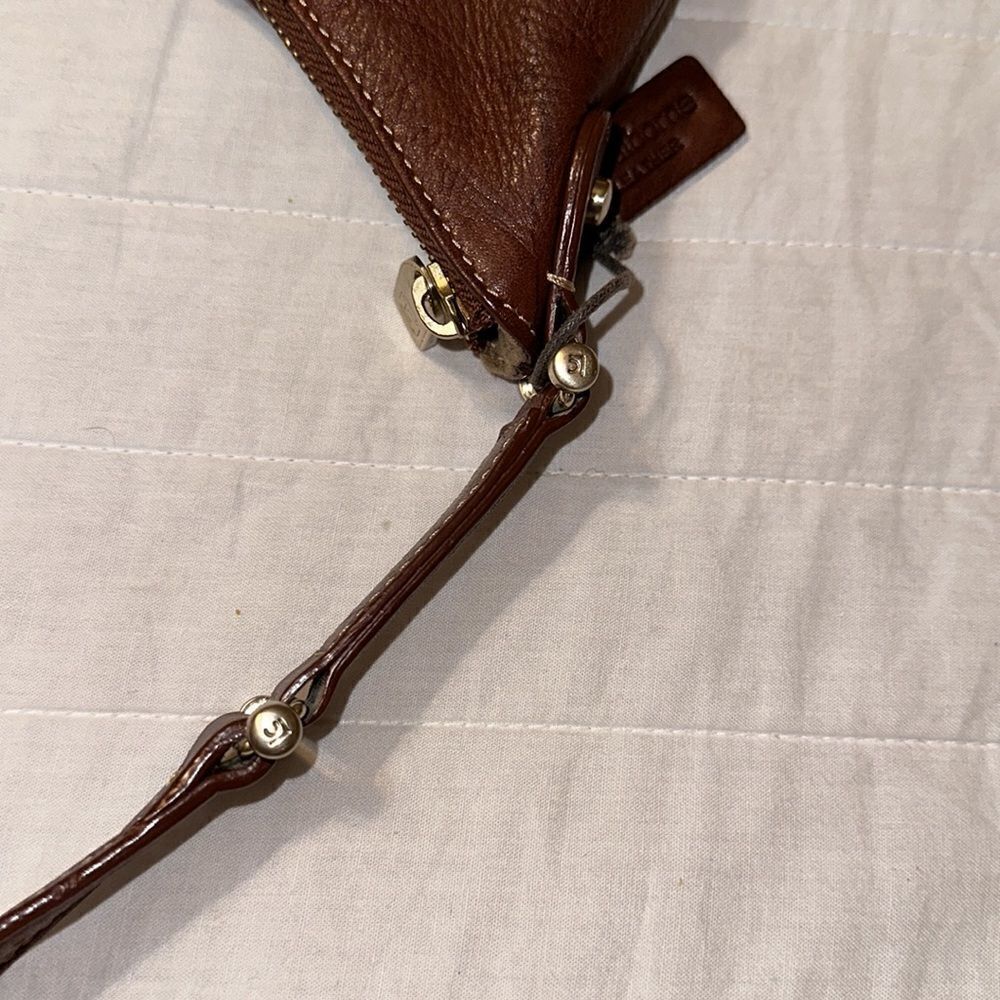 Liz Claiborne Vintage Chestnut Brown Genuine Leather Mini Hobo Bag - Picture 13 of 14
